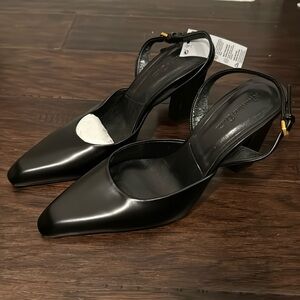 NWT Massimo Dutti Leather High Heel Mules
